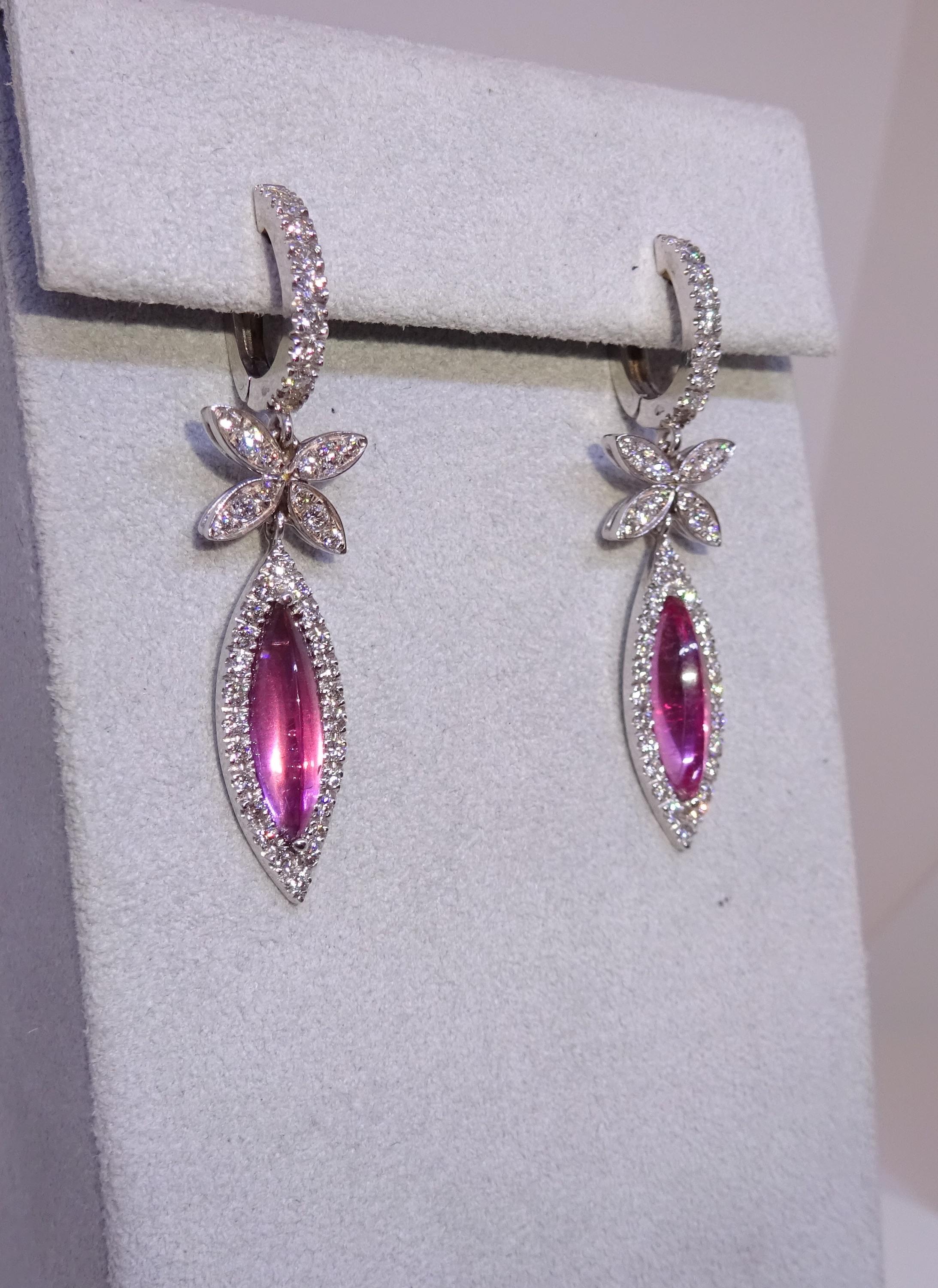 Or blanc, diamants et tourmaline  Boucles d'oreilles Neuf - En vente à Duesseldorf, DE