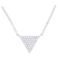 White Gold Diamond Triangle Necklace, 14k Round Brilliant .10 Carat Adjustable