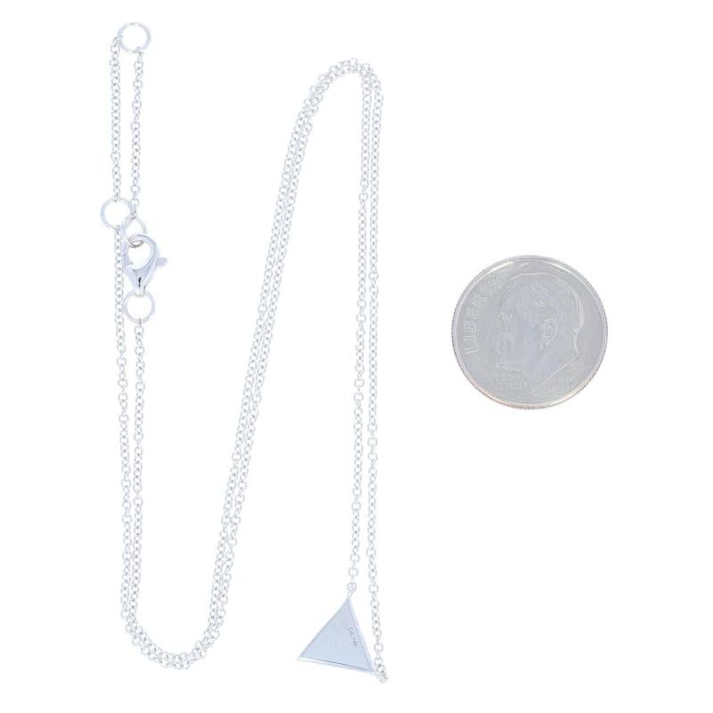 Round Cut White Gold Diamond Triangle Necklace - 14k Round Brilliant .10ctw Adjustable For Sale