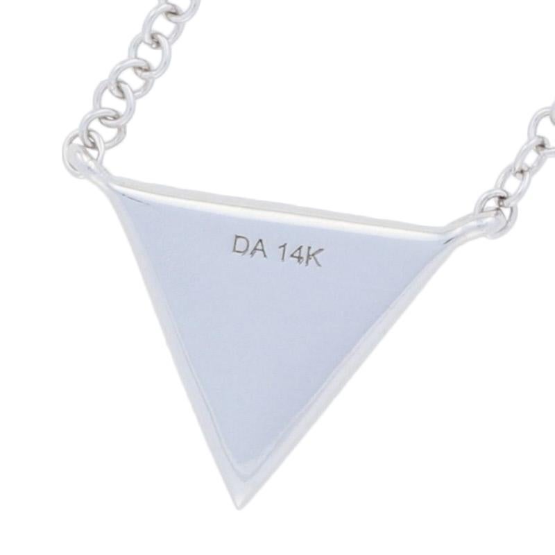 Women's White Gold Diamond Triangle Necklace - 14k Round Brilliant .10ctw Adjustable For Sale