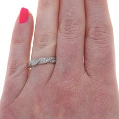 White Gold Diamond Twist Band - 10k Round Brilliant .20ctw Wedding Ring