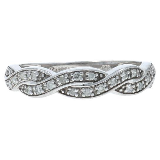 White Gold Diamond Twist Band - 10k Round Brilliant .20ctw Wedding Ring