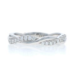 White Gold Diamond Twist Band - 14k Round Brilliant .30ctw Ring SZ 6 1/2