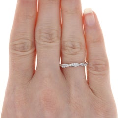 White Gold Diamond Twist Band, 14k Round Brilliant Cut .20ctw Wedding Ring