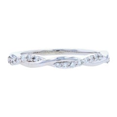 White Gold Diamond Twist Band, 14k Round Brilliant Cut .20ctw Wedding Ring