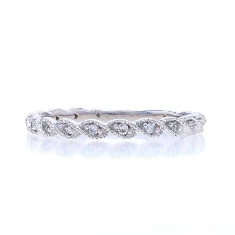 Weißgold Diamant Twist Ehering - 14k Einzelschliff .10ctw Stapelring im Zustand „Hervorragend“ im Angebot in Greensboro, NC