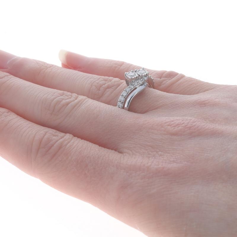 Women's White Gold Diamond Two-Stone Bypass Engagement Ring - 10k Round Brilliant .50ctw