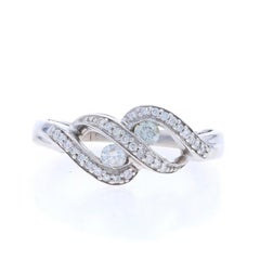 White Gold Diamond Two-Stone Ring - 10k Round Brilliant 1/2ctw Swirl