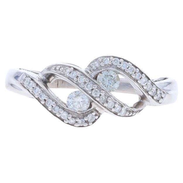 White Gold Diamond Two-Stone Ring - 10k Round Brilliant 1/2ctw Swirl