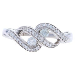 Bague deux pierres en or blanc - 10k Round Brilliant 1/2ctw Swirl