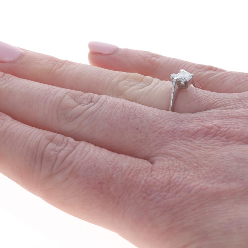 De las mujeres Anillo Oro Blanco Diamante Dos Piedras 18k 950 Brillante Redondo .39ctw en venta