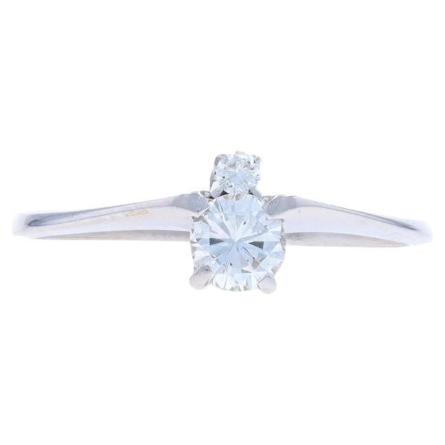 Anillo Oro Blanco Diamante Dos Piedras 18k 950 Brillante Redondo .39ctw
