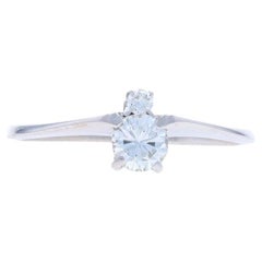 Anillo Oro Blanco Diamante Dos Piedras 18k 950 Brillante Redondo .39ctw