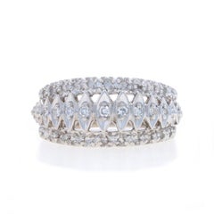 White Gold Diamond Vintage Cluster Band 14k Single .23ctw Ring