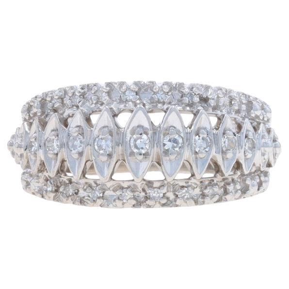 Or blanc Diamant Vintage Cluster Band 14k Single .23ctw Ring