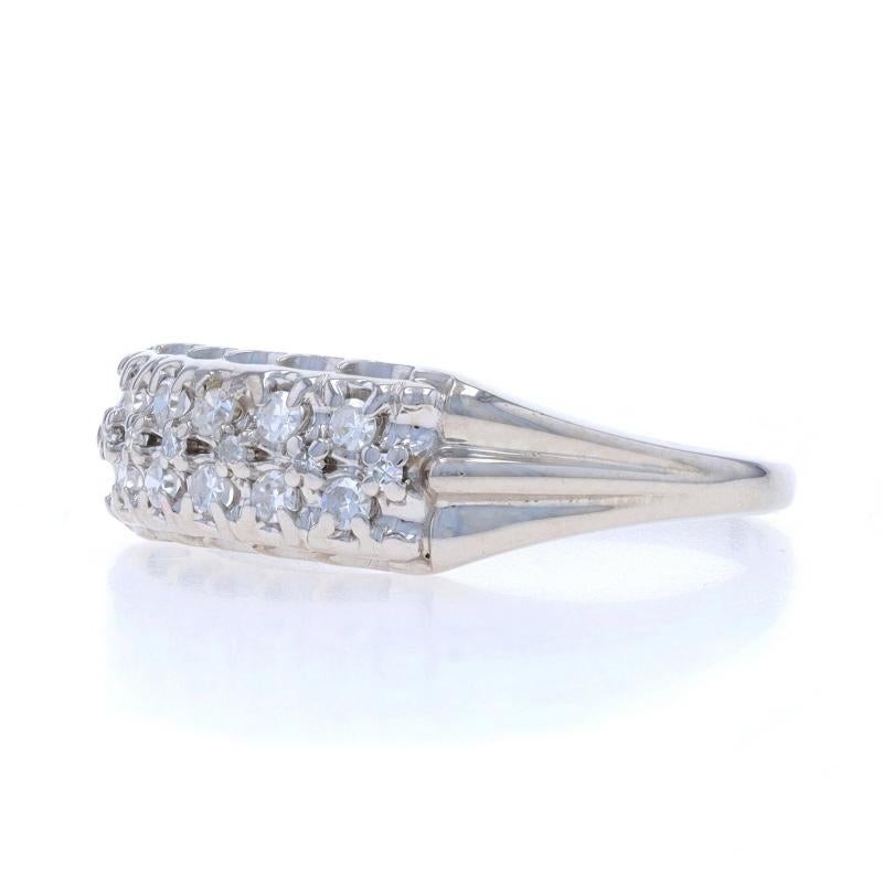 Women's White Gold Diamond Vintage Cluster Band - 14k Single Cut .24ctw For Sale