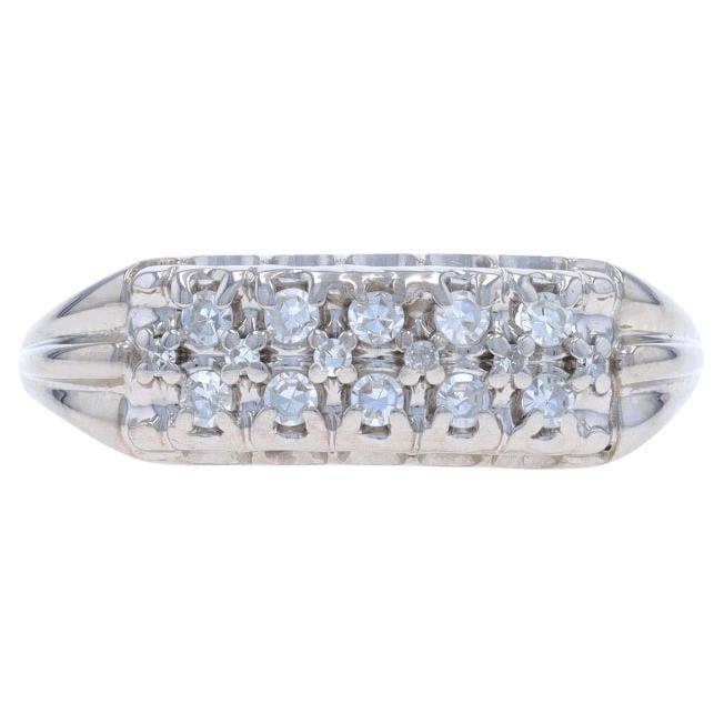 White Gold Diamond Vintage Cluster Band - 14k Single Cut .24ctw For Sale