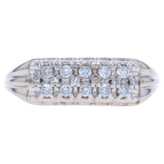White Gold Diamond Vintage Cluster Band - 14k Single Cut .24ctw