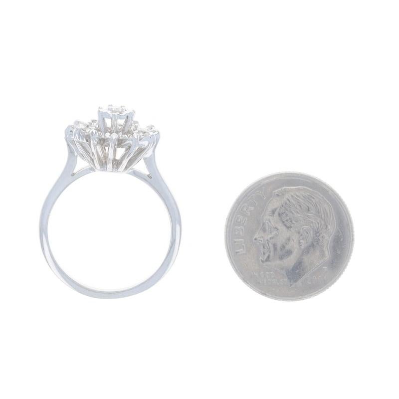 Women's White Gold Diamond Vintage Cluster Cocktail Halo Ring - 14k Round .17ctw Flower For Sale