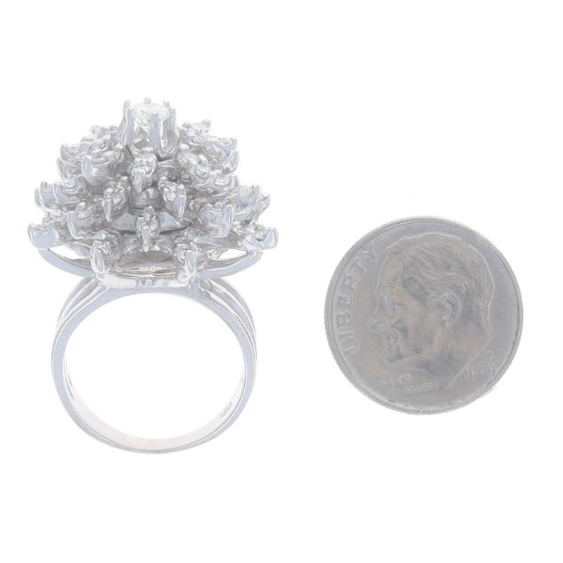 Weißgold Diamant Vintage Cluster Cocktail-Ring 14k Rd 1,60ctw Blumen-Schneeflocke, Vintage 1