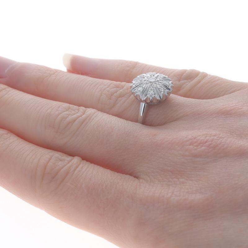 Women's White Gold Diamond Vintage Cluster Cocktail Ring - 14k Round .25ctw Starburst For Sale
