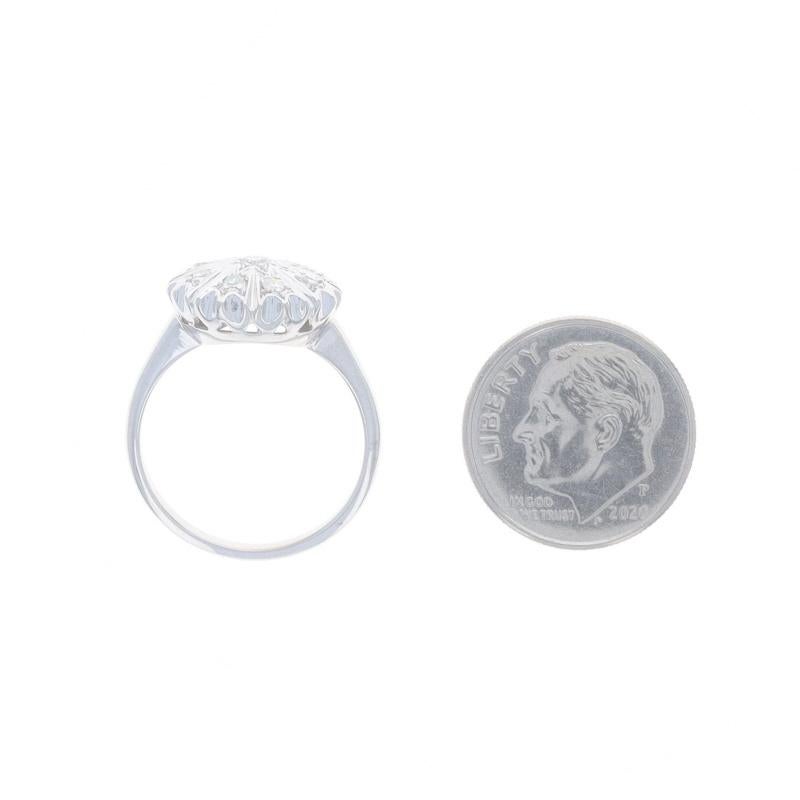 White Gold Diamond Vintage Cluster Cocktail Ring - 14k Round .25ctw Starburst For Sale 1