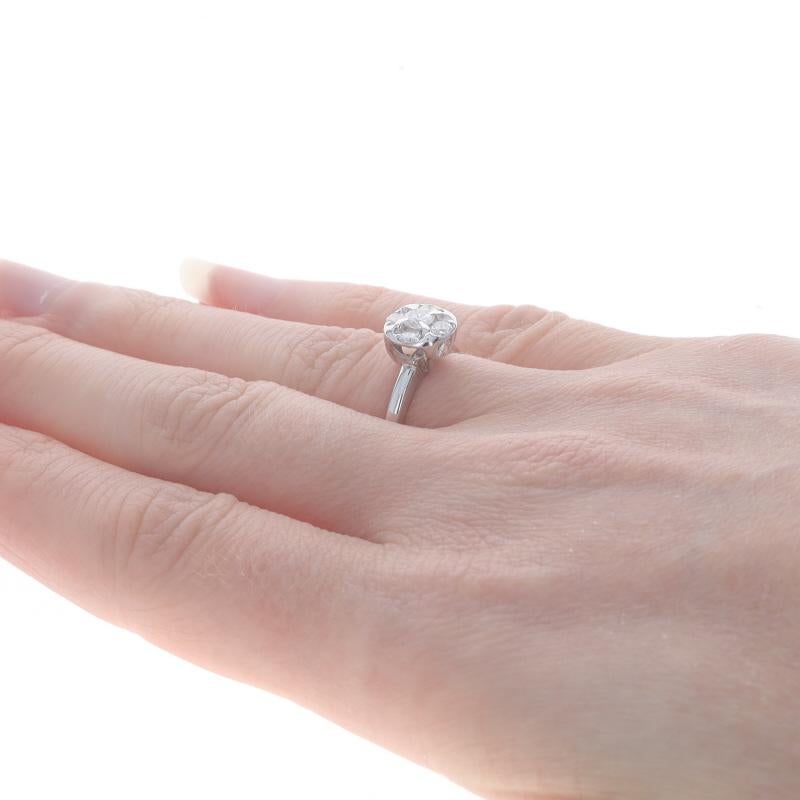 Donna Anello di fidanzamento a grappolo in oro bianco con diamanti vintage - 14k Brilliante rotondo 0,37ctw in vendita