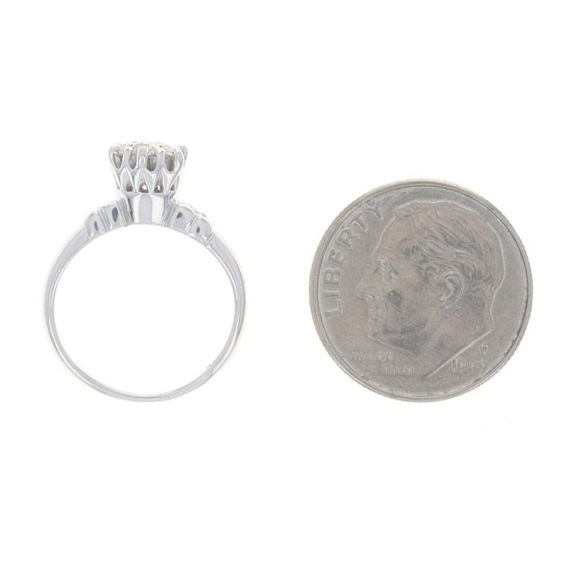 White Gold Diamond Vintage Cluster Ring - 10k Single and Round Brilliant .20ctw For Sale 1