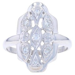 White Gold Diamond Vintage Cluster Ring - 14k Single Cut .14ctw