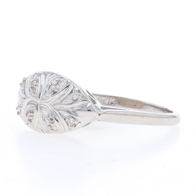 White Gold Diamond Vintage Cluster Ring - 14k Single Floral Butterfly In Excellent Condition In Greensboro, NC