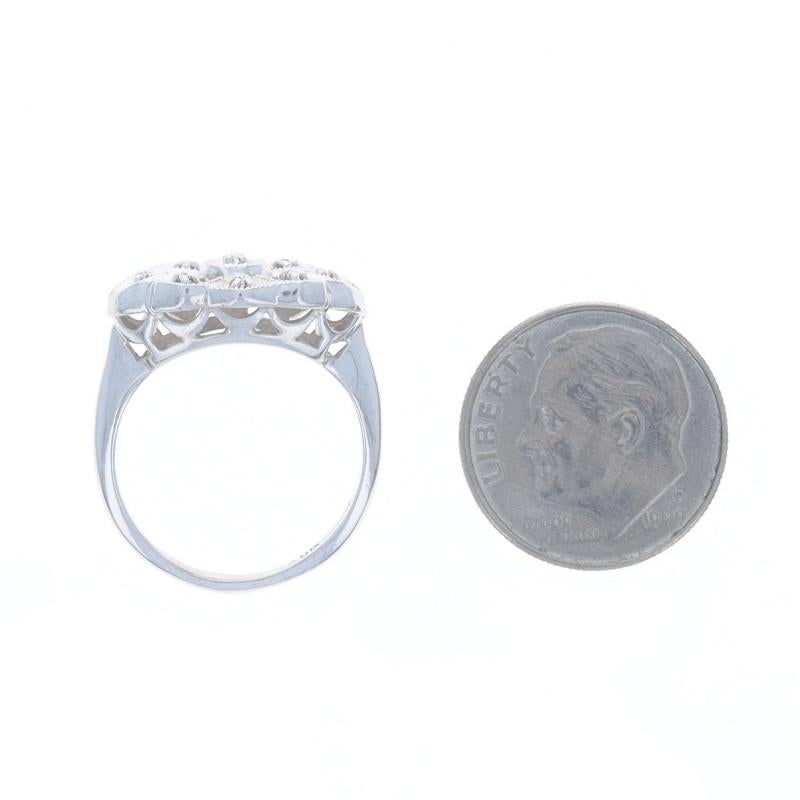 Women's White Gold Diamond Vintage Cluster Ring - 14k Single Floral Scallop Milgrain For Sale