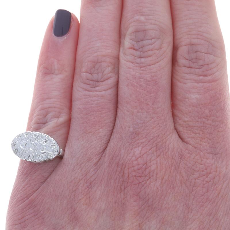 Weißgold Diamant Vintage Cluster Ring - 14k Einzelne Herzen (Einfacher Schliff) im Angebot