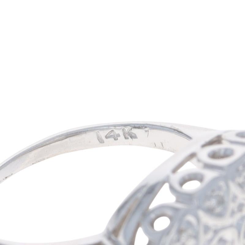 Weißgold Diamant Vintage Cluster Ring - 14k Einzelne Herzen im Angebot 2