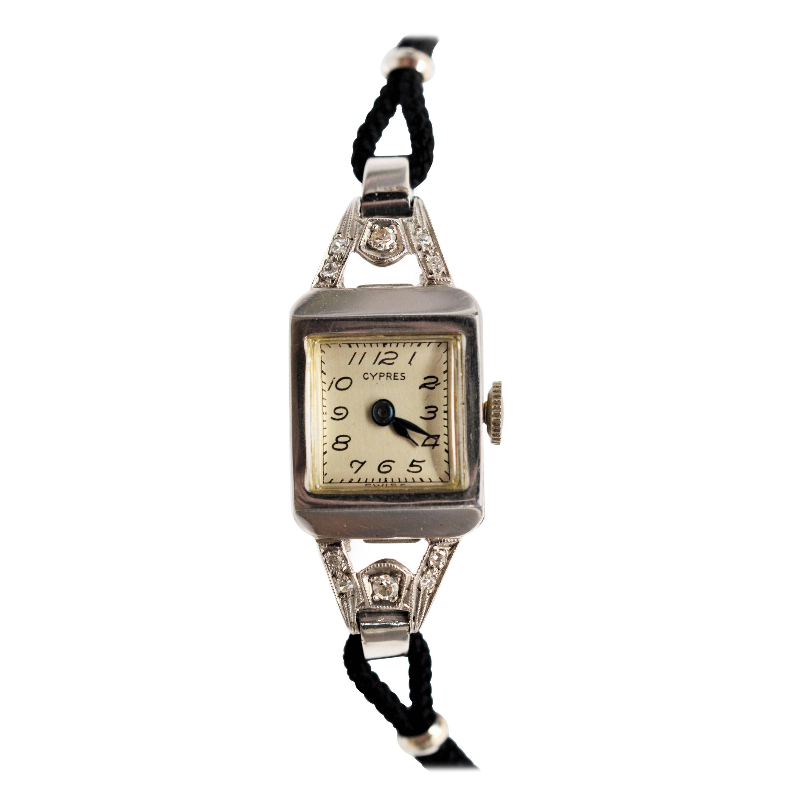 White Gold Diamond Vintage Cypress Ladies Wristwatch