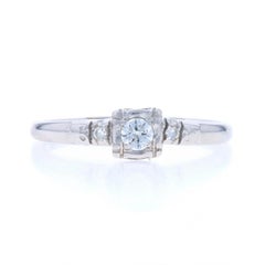 White Gold Diamond Vintage Engagement Ring 14k Round Brilliant .14ctw