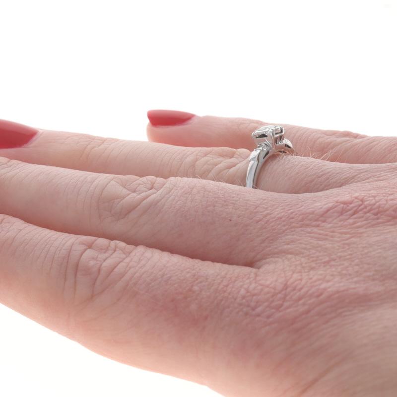 De las mujeres Anillo de compromiso vintage de oro blanco con diamantes 14k brillante redondo .14ctw en venta