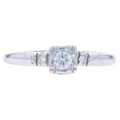 Anillo de compromiso vintage de oro blanco con diamantes 14k brillante redondo .14ctw
