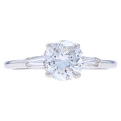 Anello di fidanzamento vintage con diamante in oro bianco - 14k Brilliante rotondo 1,55ctw