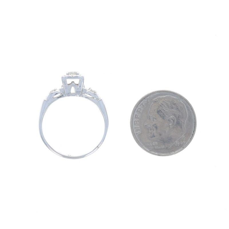 White Gold Diamond Vintage Engagement Ring - 14k Round Brilliant .28ctw Floral For Sale 1