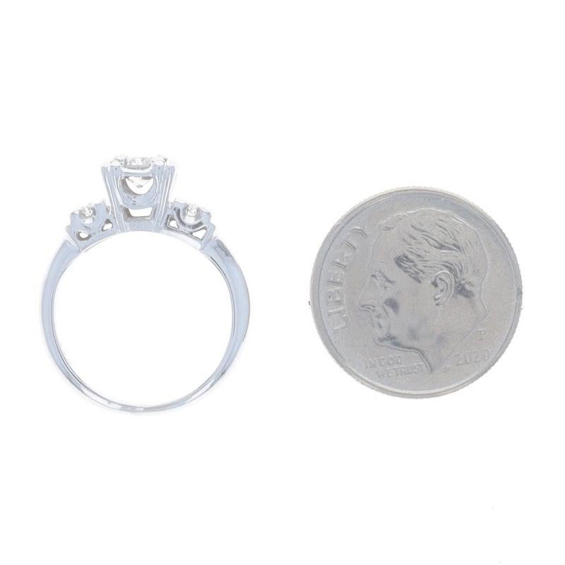 White Gold Diamond Vintage Engagement Ring - 14k Round Brilliant .37ctw Floral For Sale 1