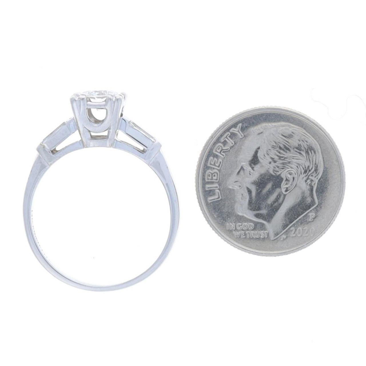 Women's White Gold Diamond Vintage Engagement Ring 14k Round Brilliant .63ctw For Sale