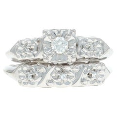 Weißgold Diamant Vintage Verlobungsring 
Hochzeit Band -14k Rd .10ctw Blumen