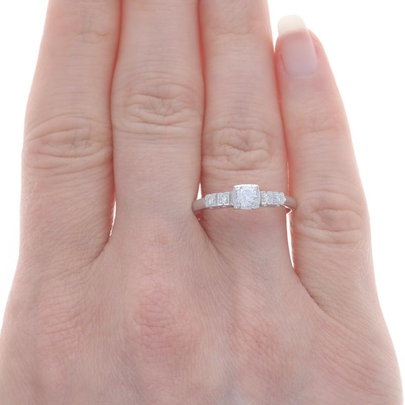 Verlobungsring & Ehering aus Weißgold mit Diamant im Vintage-Stil 18k & 14k rund .50ctw (Rundschliff)