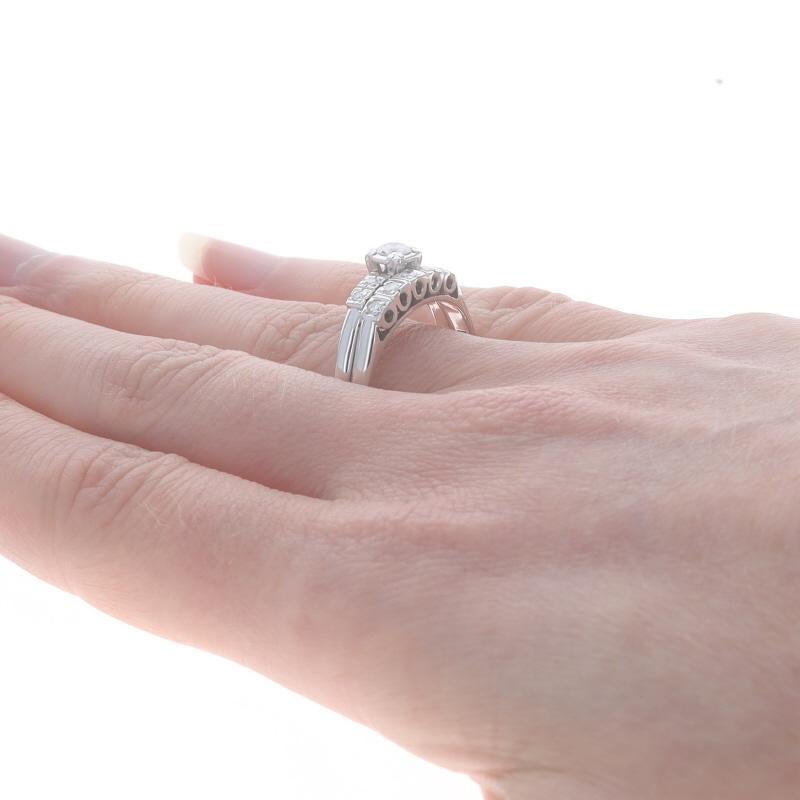 Verlobungsring & Ehering aus Weißgold mit Diamant im Vintage-Stil 18k & 14k rund .50ctw 1