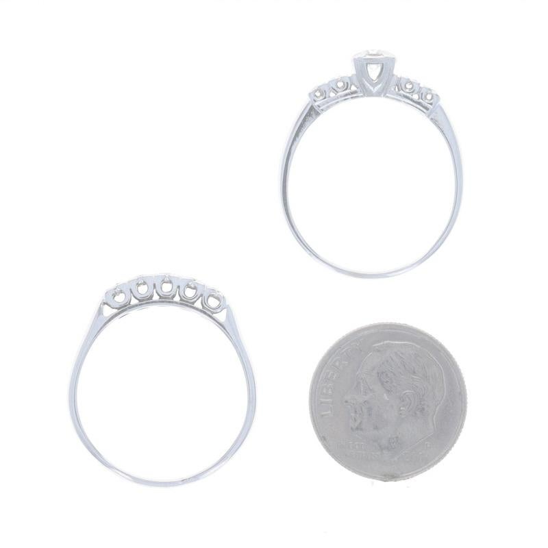 Verlobungsring & Ehering aus Weißgold mit Diamant im Vintage-Stil 18k & 14k rund .50ctw 3