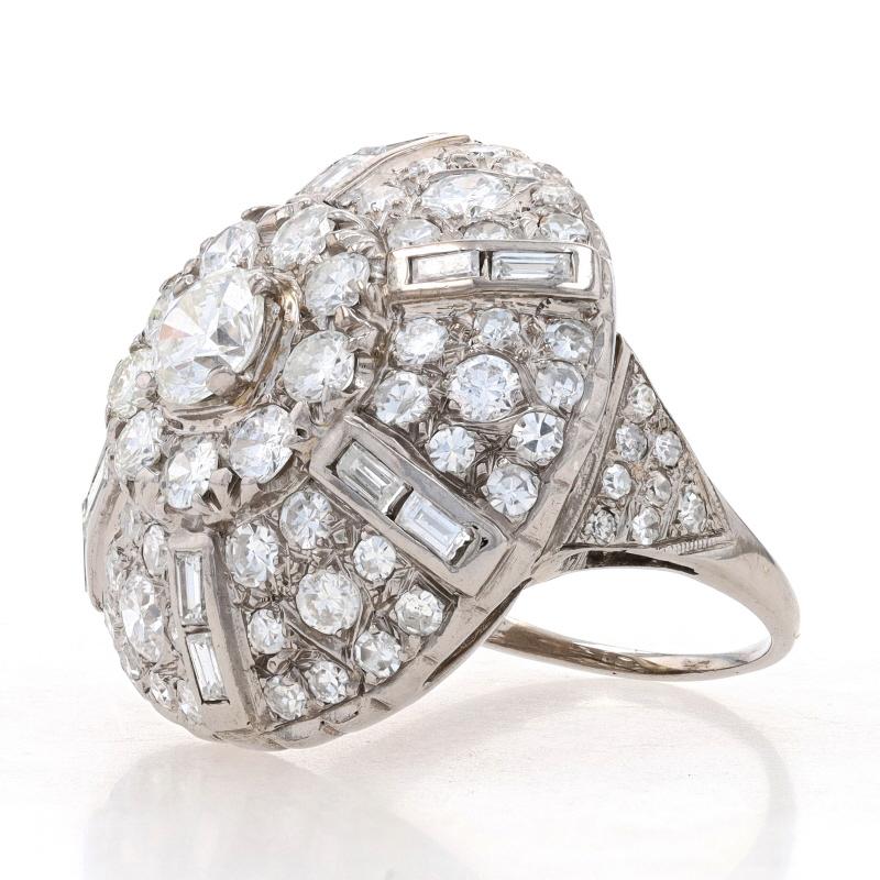 Round Cut White Gold Diamond Vintage Halo Cluster Cocktail Ring - 14k Round 5.33ctw Size 9