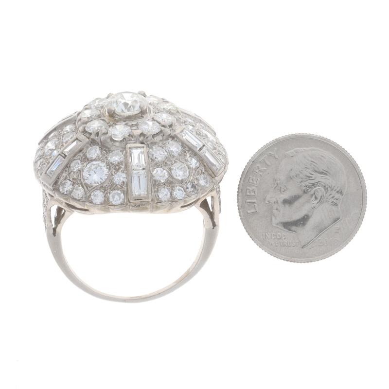 Women's White Gold Diamond Vintage Halo Cluster Cocktail Ring - 14k Round 5.33ctw Size 9