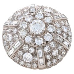 Anello da cocktail con diamante Vintage Halo in oro bianco - 14k Rotondo 5,33ctw Misura 9