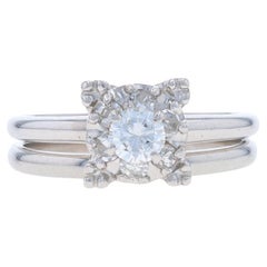 Weißgold Diamant Vintage Halo Verlobungsring & Ehering - 14k Rd .57ctw