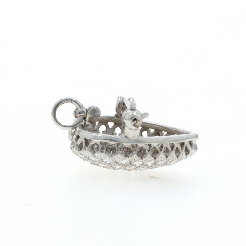 Weißgold Diamant Vintage Herz Pave Brosche 14k Runde 1,50ctw Liebe Cabrio (Rundschliff) im Angebot